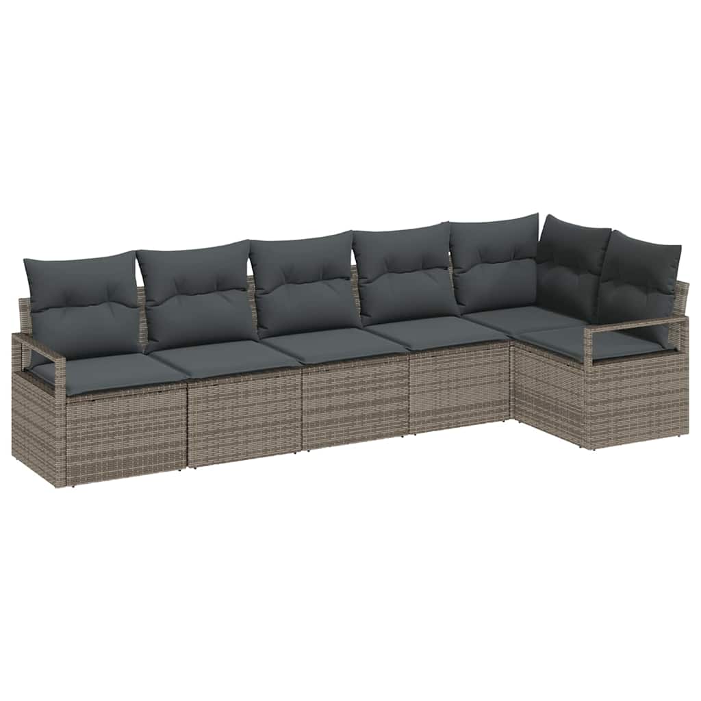 Garten-Sofa-Set mit Kissen mit Speicher 6 pcs Grau